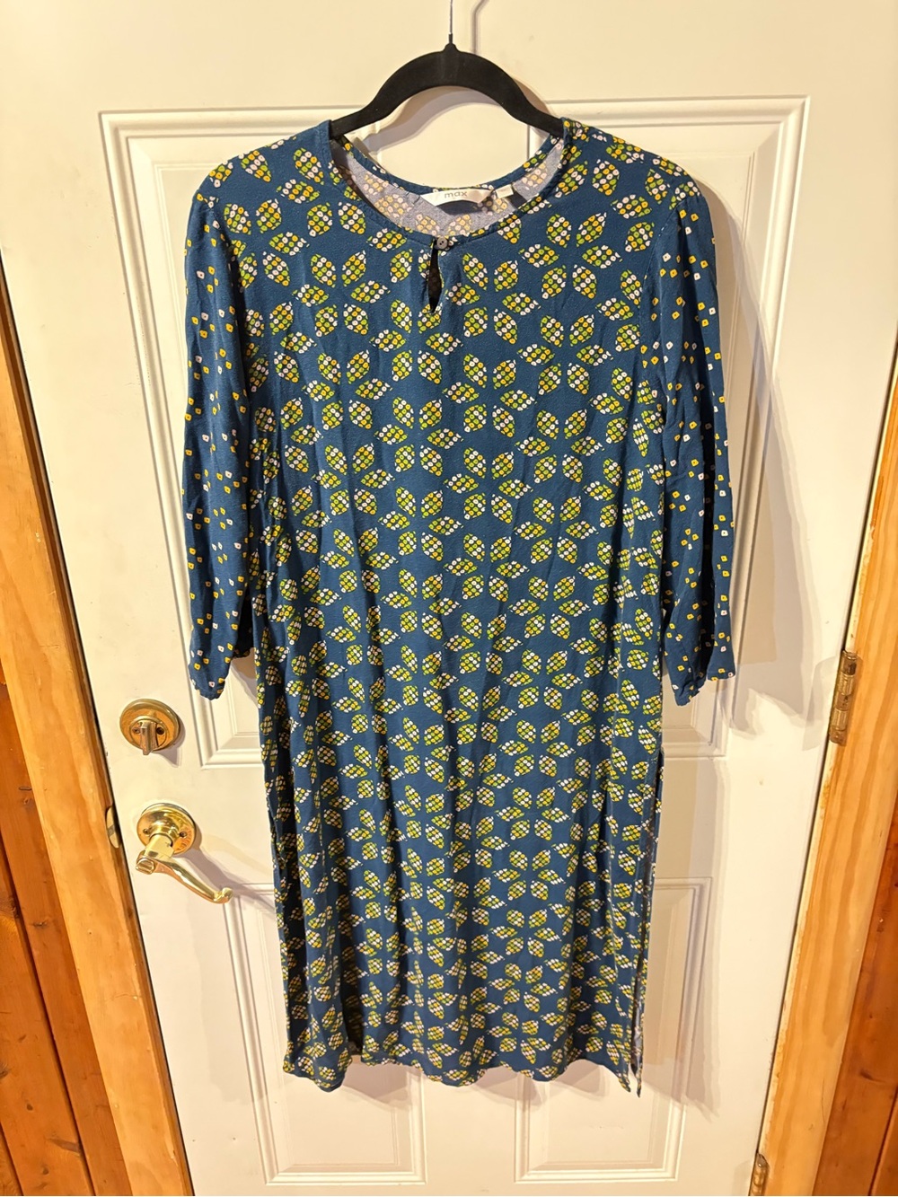 MAX Studio Blue Floral Tunic Dress Long Sleeve Size XL